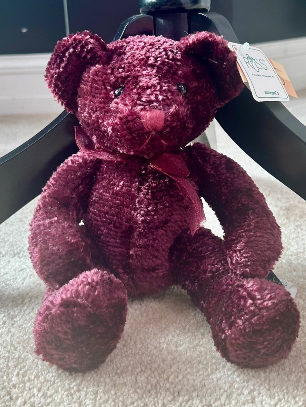 NWT RUSS Berrie Bears of the Past “Serenade” Teddy Bear-Plum Chenille Fur